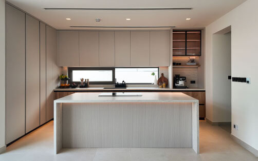 Modern Minimalist Fluted Island Kitchen